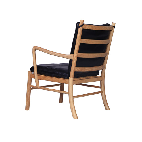 Klasik siyah deri odun yemek sandalyesi