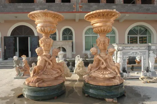 Large Marble Flowerpot with Children Statue