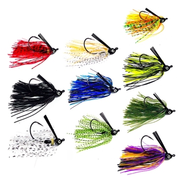 Anti-Hanging Grass Silicone Jig Heads with Skirt and Beard for Fishing Lures