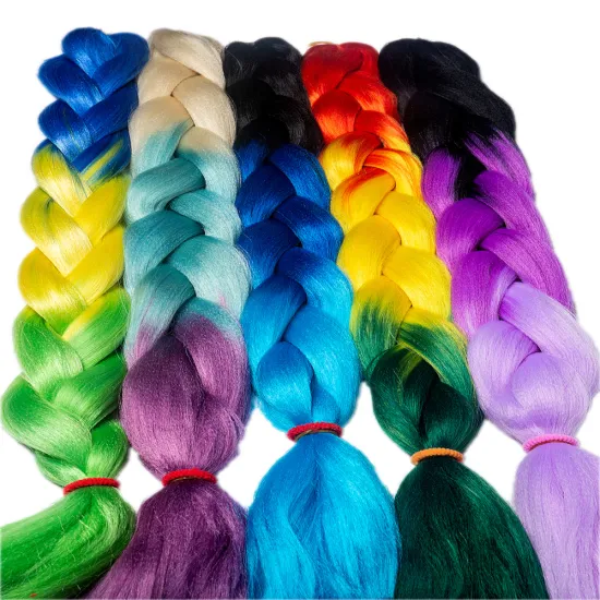Aishili wholesale 64 inches 165g ombre pre stretched synthetic x-pression jumbo crochet braiding hair
