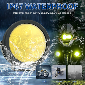 LIUHJG 6-LED 4 بوصة أضواء دراجة نارية للطرق الوعرة مع غطاء أصفر ضوء أبيض بقعة ضوء لـ ATV UTV