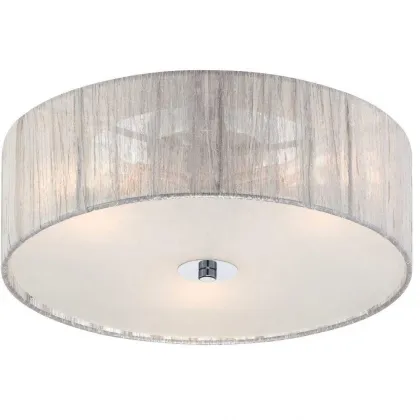 2021 SHINETIME Design Possini Sheer Silver Fabric 16" Flushmount Ceiling Light