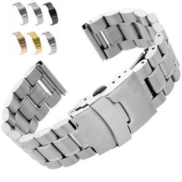 Stainless Steel Watch Band Strap with Folding Clasp - Accept Logo Etch 18mm to 24mm