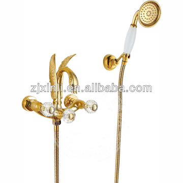 Brass Bath Shower Artistic Faucet, Cucine a forma di cigno, Modello di animali a colori oro