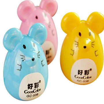 Cartoon Pencil Sharpener, Stationery, PVC Material, Free Sample, Gift, Promotional, China Supplier