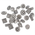 Ces boutons en métal mélangés fleur argent antique