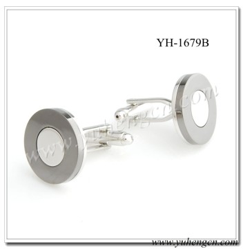 YH-1679B Classic Mens Silver and Black 2 Tone Plating Plain Metal Cufflinks,Clothing Accessories
