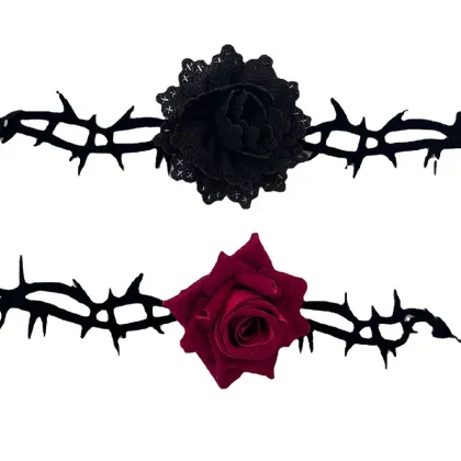 Black Thorn Rose Vintage Necklace
