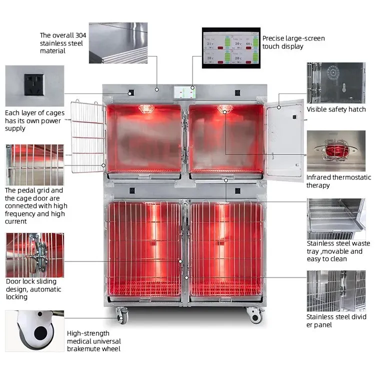 Veterinary Inpatient Oxygen Chamber with Infrared Therapy for Luxury Pet Care
