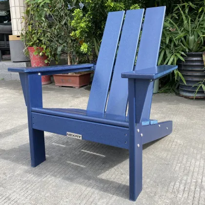Blue High-Density Polyethylene (HDPE) Adirondack Chair for Fire Pit Table