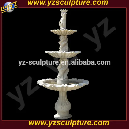 hand carved white stone 3 tier water fountain for sale