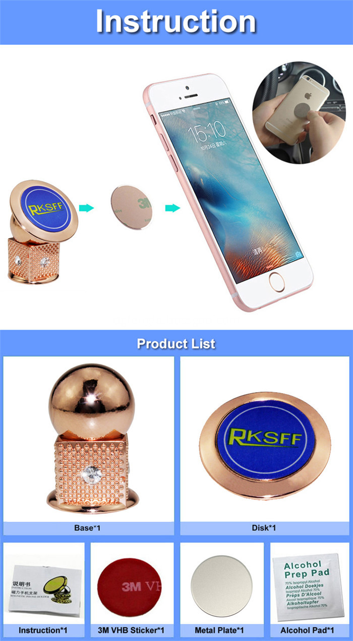 Rose Gold Magnetic Phone Holder With Diamond