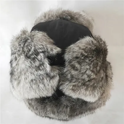 Supplex Pilot Aviator Hat Real Rabbit Fur Trapper Hunting Cap