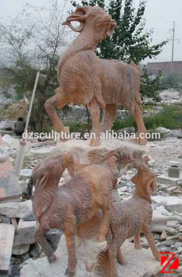 Garden marble goat sculpture