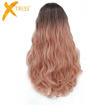 X-TRESS Silky Long Curly Synthetic Hair Wigs High Temperature Fiber Middle Part For Women Wigs Machine Made Natural Hair Wigs