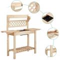 Garden Potting Bench Table Wooden Workstation