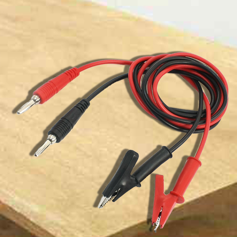 1M Long Alligator Clip to Banana Plug Test Cable Pair for Multimeter