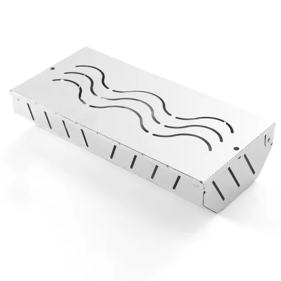 Hinged Lid Stainless Steel Grill Smoke Box for Gas or Charcoal Grills