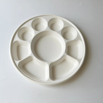 9-div Serving bagasse plates Φ320mm