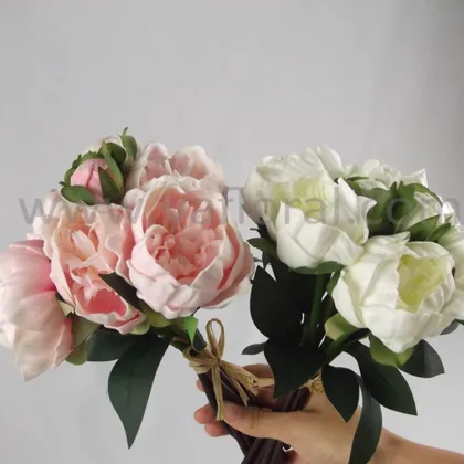 Wholesale artificial real touch peony silk flower wedding peony bouquet