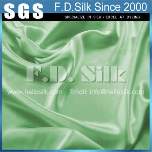 16MM Silk Stretch Satin Fabric Width 42" Light Bean Green No.44 Color