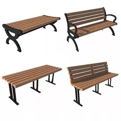 WPC Benches Rustic Recycle Plastic HDPE Outdoor Garden Patio Benches