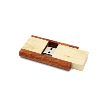 Unidad flash USB giratoria de madera con mandril