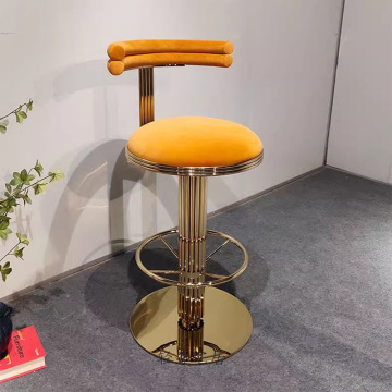 Modern Golden Metal Frame Velvet Swivel Bar Stool - OEM ODM Accepted