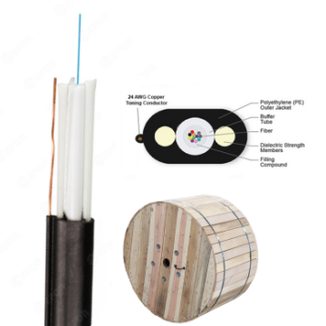Single-Mode Fiber Optic Cable: 2-12 Core Drop Cable with Flat Design for Communication Applications