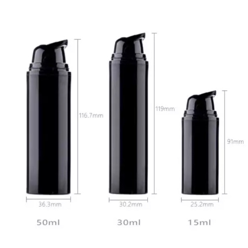 15 ml da 30 ml 50 ml di plastica vuota PP imballaggio cosmetico Black Pump Airsleless Function Bottle