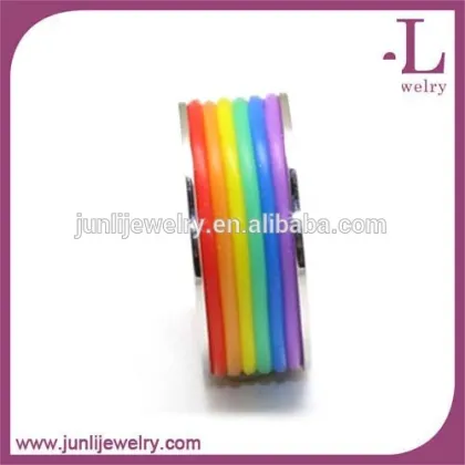 Rainbow Gay Video China Stainless Steel Rubber Band Gay Pride Ring