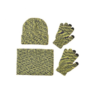 Warm Strick Fleece Gefüttert Beruh Hut Handschuhe Schal Set für Männer und Frauen