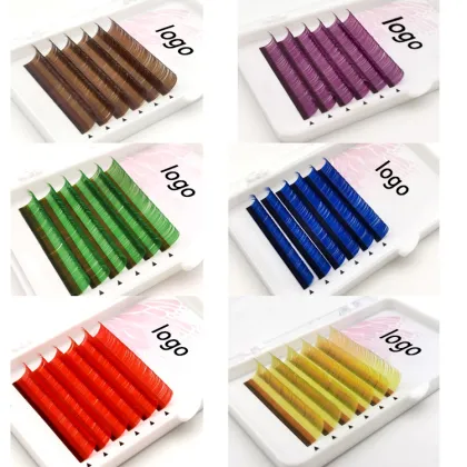 Christmas-themed OEM Private Label Colored Lashes: Silk Mixbox Colorful Individual Eyelash Extensions for Festive Makeup