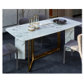 Stainless Steel Base Square Marble Dining Table