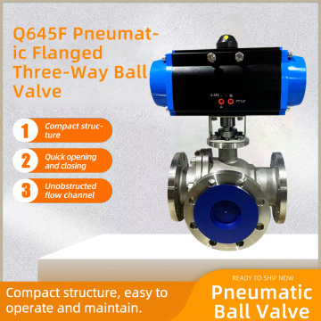 Пневматический фланцевый трехсторонний шаровой клапан
