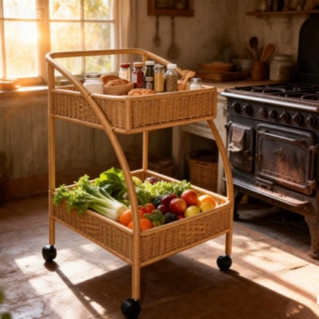 Two-Tier Hotel Restaurant Woven Style Food Cart