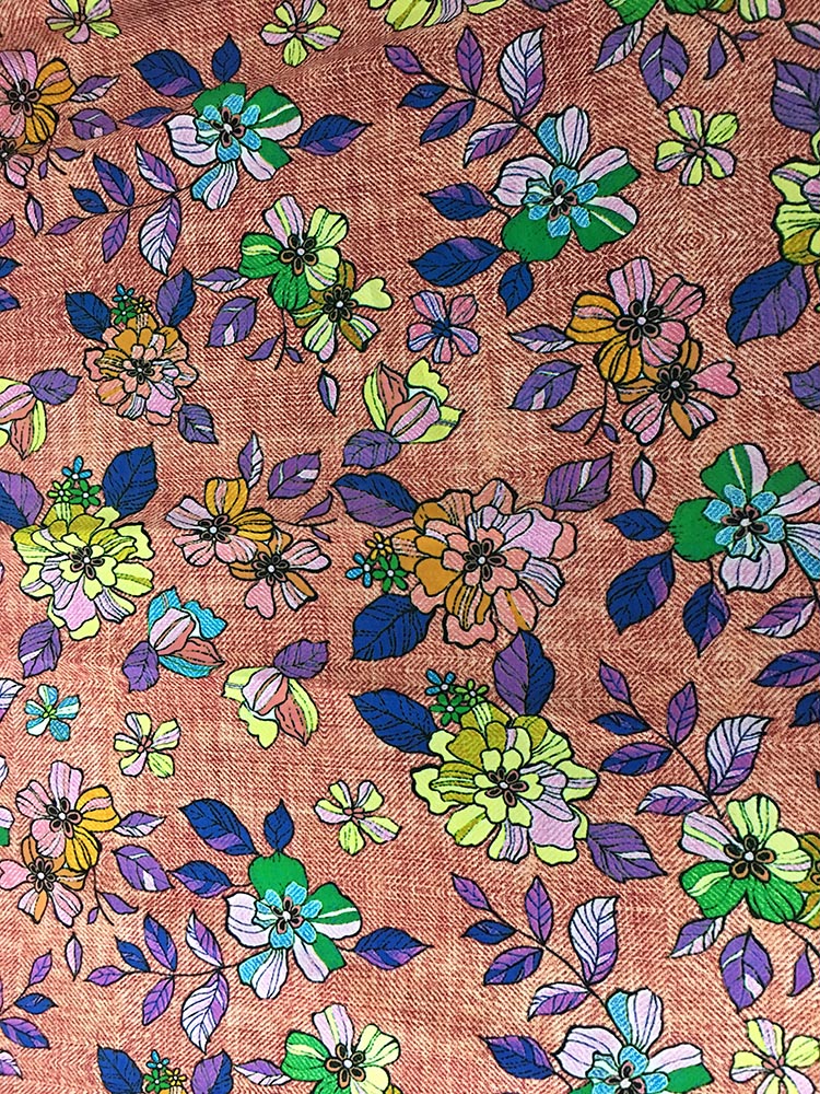 Denim Flower Design Rayon Challis 32S Printing Fabric