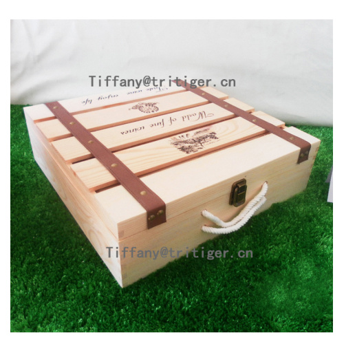 Custom Design Packaging Handmade Solid Wood Wine Box