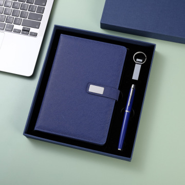 Regalos de la compañía de diario impreso de logotipo personalizado: diarios de cuaderno, juego de regalos con pluma y USB