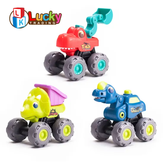 Sliding Friction Freewheel Animals: Press & Pull Back Dinosaur Toy Trucks for Boys