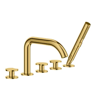 Aurum five-hole rim-mounted bath mixer