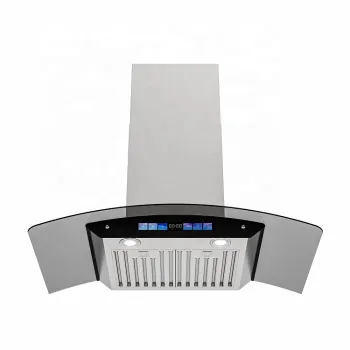 90cm Touch Control Glass Canopy Cooker Hood - Black Kitchen Chimney