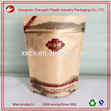 Custom order accept ziplock stand up kraft paper bag with window