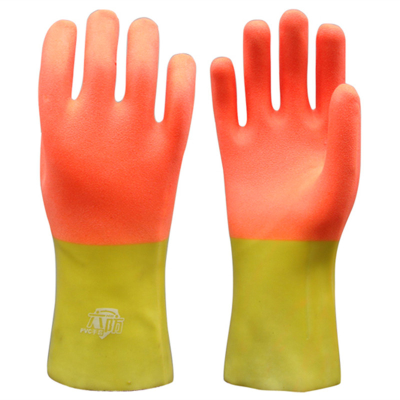 Guantes de PVC bicolor con acabado arena 30cm