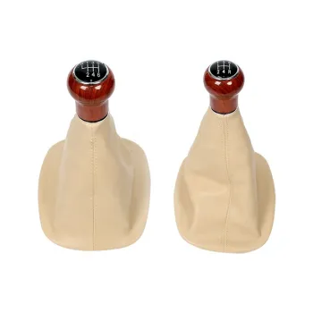 5/6 Speed Leather Gaiter Car Gear Shift Wood Knobs for VW Passat B5 3BG 2001-2005