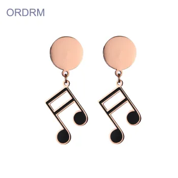 New Design Rose Gold Music Note Earrings