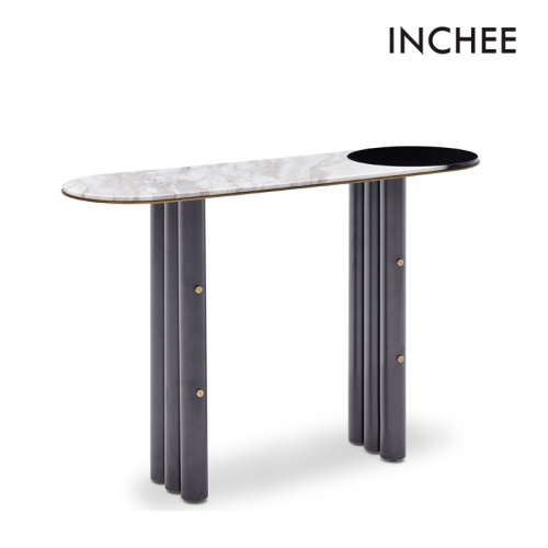 Stainless Steel Modern Console Tables Natural Marble White And Black Console Tables Supplier
