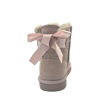 Girls Lace Up Leather Ankle High Boots