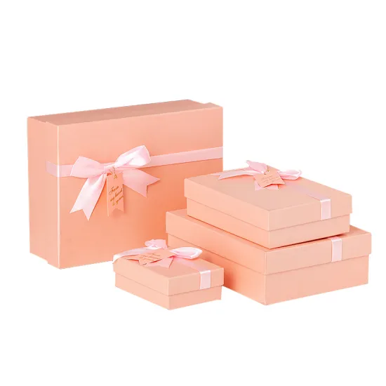 Rectangular Pink Plain Paper Gift Boxes Packaging Scarf