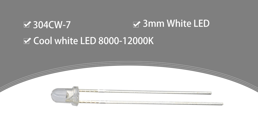 3mm White LED Diode Lights Clear Flat Transparent